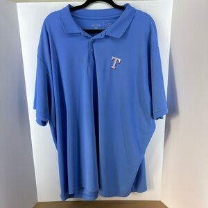 Antigua Light Blue Texas Rangers Polo, Size 3XL, 100% Polyester, Spare Button